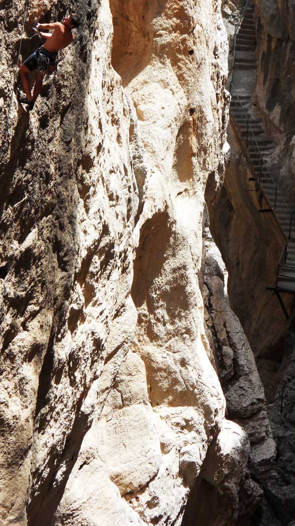 climbing in the second canyon el chorro